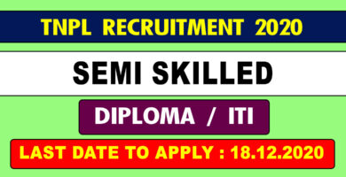 TNPL Semi Skilled Recruitment 2020