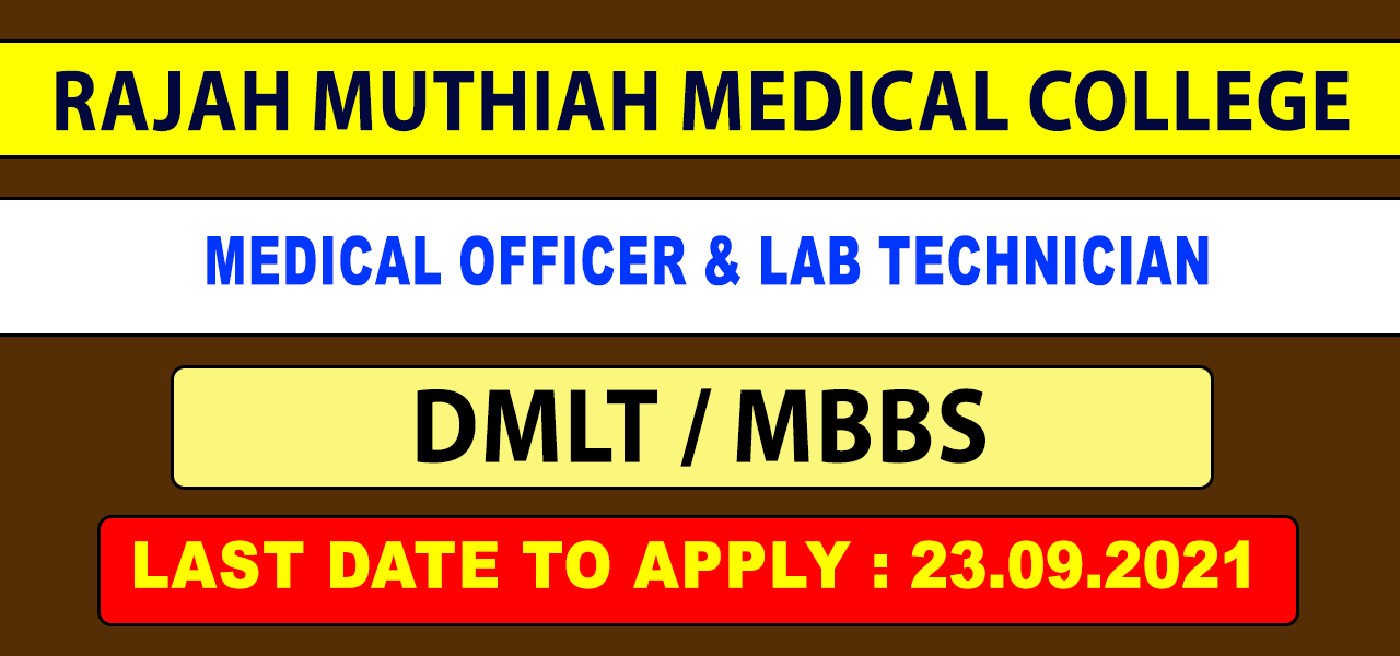 Rajah Muthiah Medical College Recruitment 2021