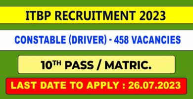 ITBP Driver Recruitment 2023 Constable 458 vacancies