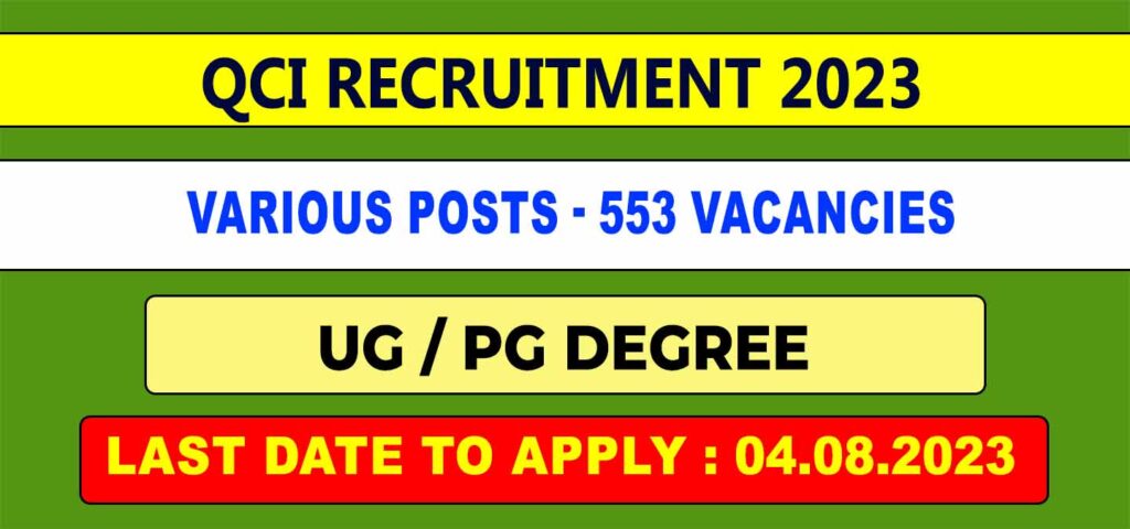 QCI Examiner Recruitment 2023 vacancies 553