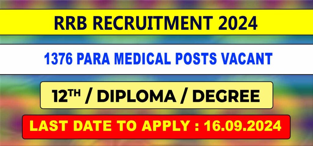 RRB Para Medical Recruitment 2024 | 1376 Posts Vacant