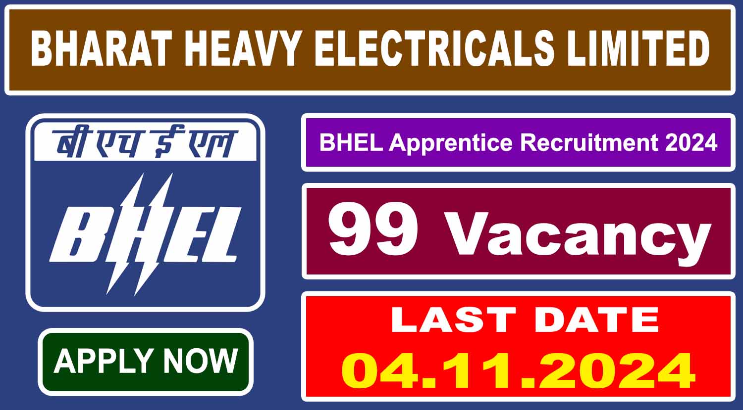 BHEL Apprentice Recruitment 2024 - 99 Vacancies