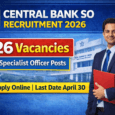 Central Bank of India SO Recruitment 2026