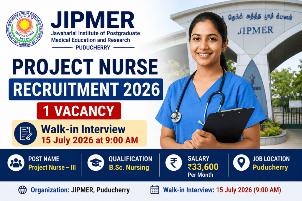 IPMER Project Nurse Recruitment 2026 notification for 1 Project Nurse III vacancy