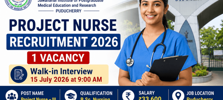 IPMER Project Nurse Recruitment 2026 notification for 1 Project Nurse III vacancy