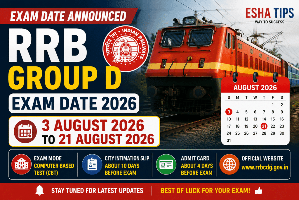 RRB Group D Exam Date 2026 CBT Schedule