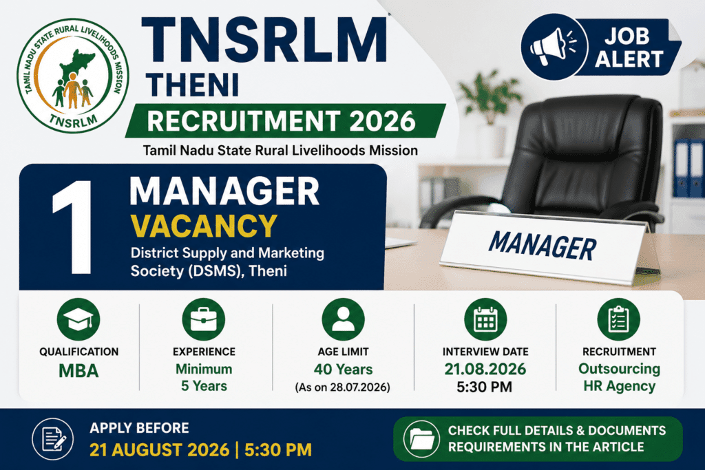 TNSRLM Theni Recruitment 2026 Manager Vacancy