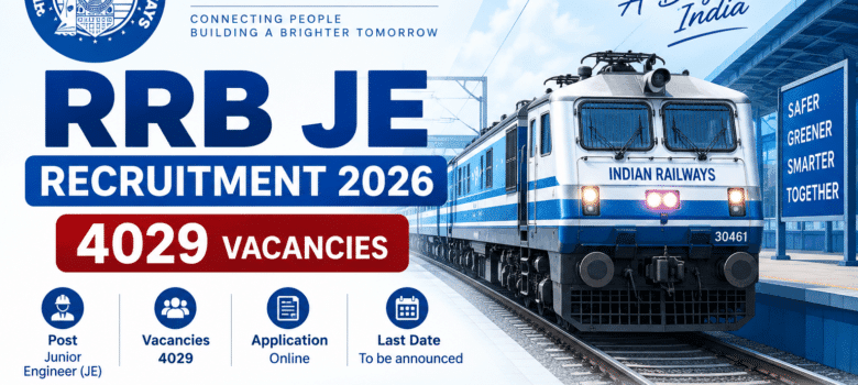 RRB JE Recruitment 2026 notification banner showing 4029 Junior Engineer vacancies