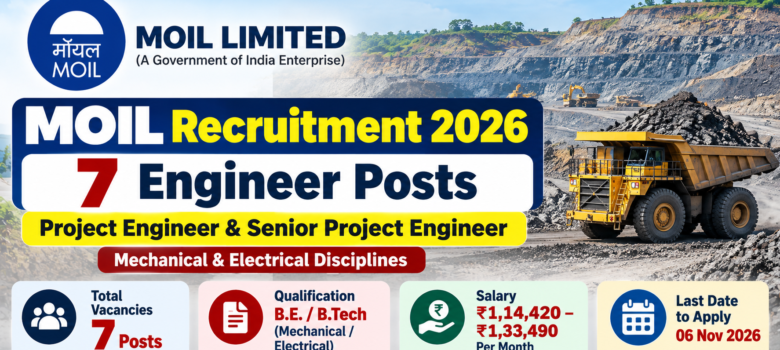 MOIL Recruitment 2026 for 7 Project Engineer and Senior Project Engineer vacancies Caption: