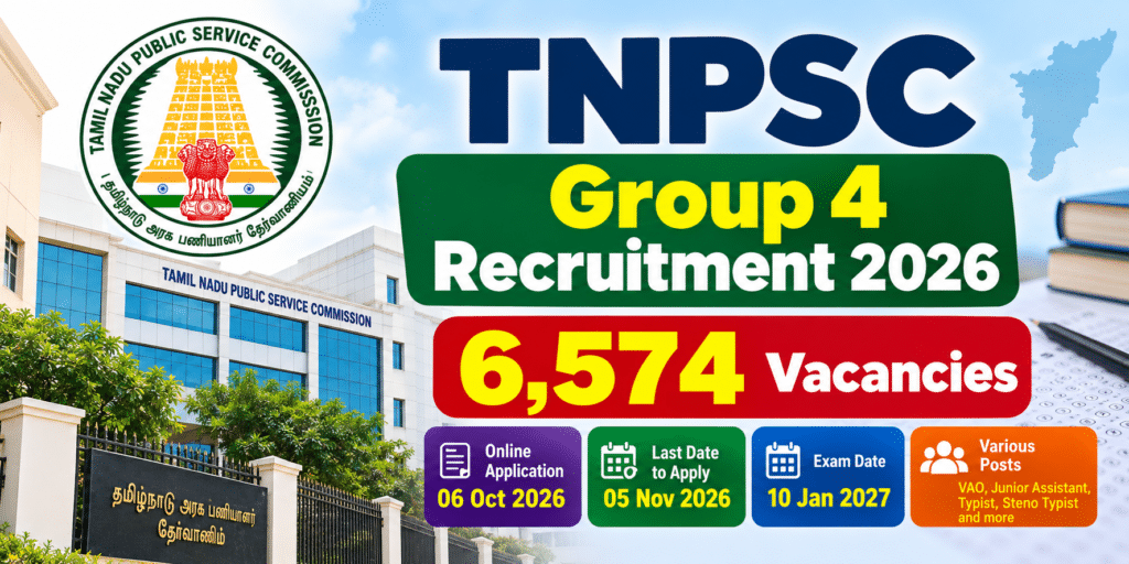 TNPSC Group 4 Recruitment 2026 notification for 6,574 vacancies