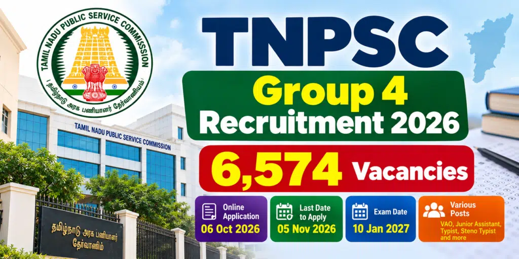 TNPSC Group 4 Recruitment 2026 notification for 6,574 vacancies
