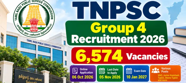 TNPSC Group 4 Recruitment 2026 notification for 6,574 vacancies